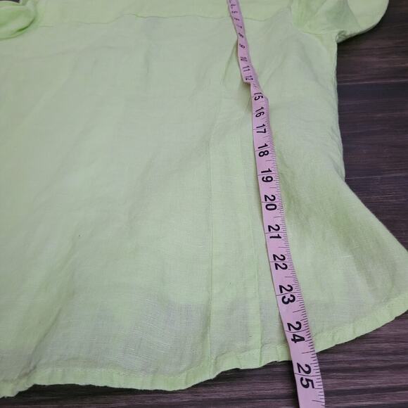 Foxcroft Women's Button Up Blouse Top Size 2 Green 100% Linen Long Sleeve - Picture 5 of 6